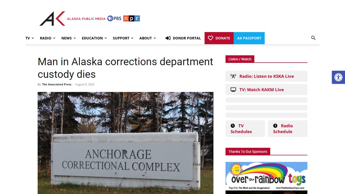 Man in Alaska corrections department custody dies